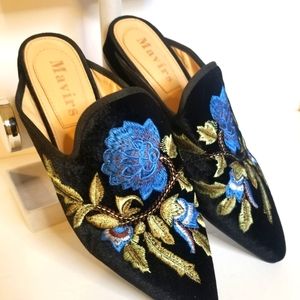 Mavirs embroidered mules